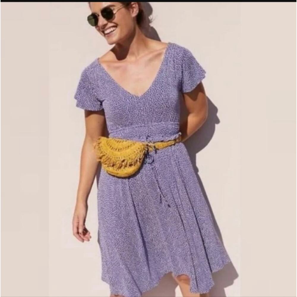 NEW Anthropologie Flutter Back Dress Size Small Retail $138 Blue Purple - Picture 1 of 8